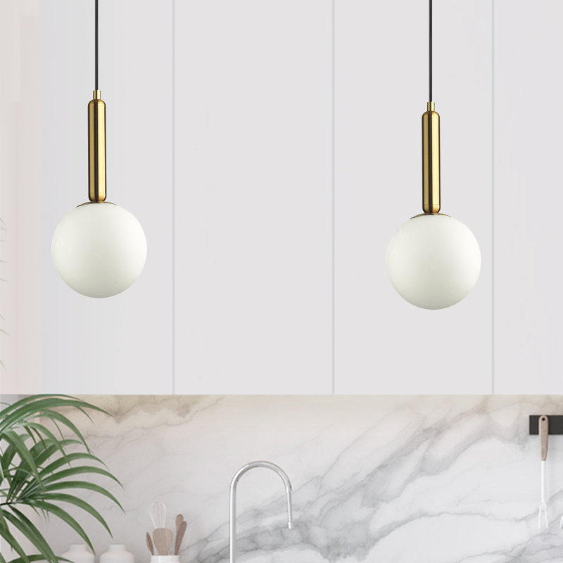 Luminaire suspendu incandescent 1 lumière Tara, Laiton vieilli / blanc, Blanc