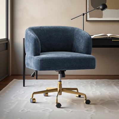 Chaise de bureau pivotante en chenille simple avec accoudoirs courbés Jacqueline