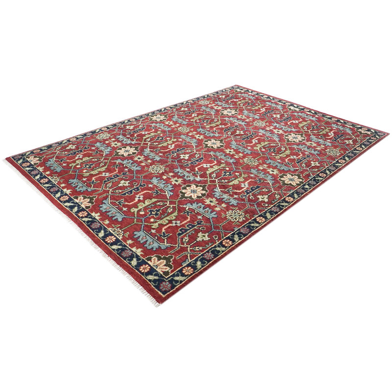 Tapis transitionnel Oushak rouille en laine noué à la main 8 pi 9 po x 12 pi 1 po
