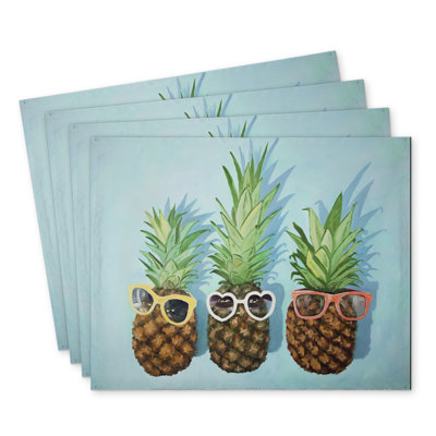 Summer Pineapples Polyester Kibbe Set of 4 - Home Decor