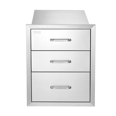 Cuisine extérieure en acier inoxydable 18 x 20,5 pouces à 3 niveaux avec 3 tiroirs pour barbecue, poignée, conception résistante aux égratignures, mécanisme d'ouverture et de fermeture silencieuse, stabilité à haute température, placement sécuritaire de la vaisselle