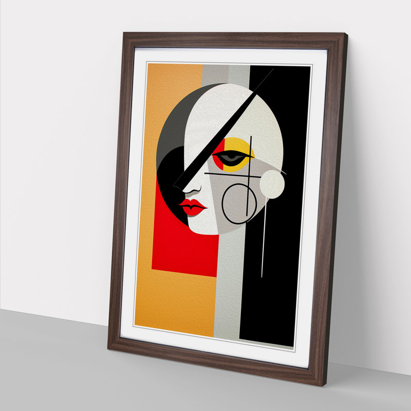 Pablo Picasso Minimalism No.2 - Single Picture Frame Print on Wood, Walnut, 64cm H x 46cm W x 2cm D