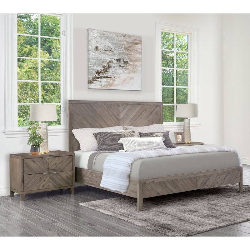 Ensemble de chambre avec lit plateforme 3 pièces Tristian, Très grand