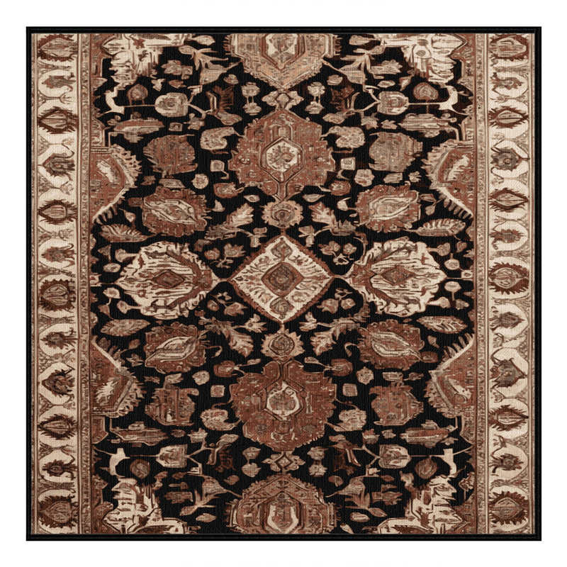 Machine Washable Persian Brown Area Rug, Square 7' x 7'
