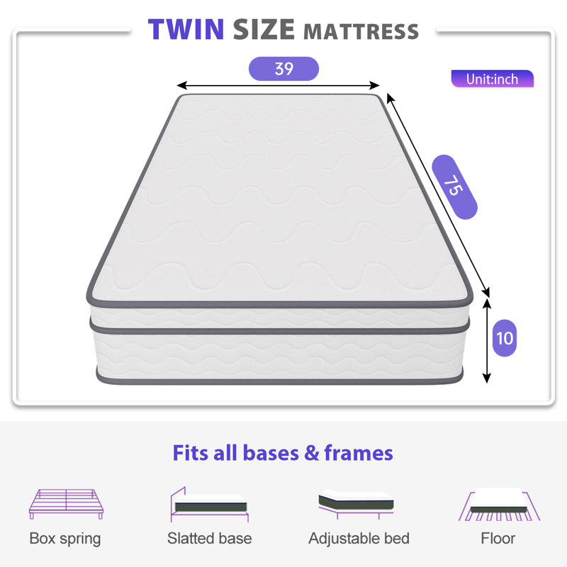 Scheinman FDW Firm Memory Foam Mattress, Twin, High Profile (10”)