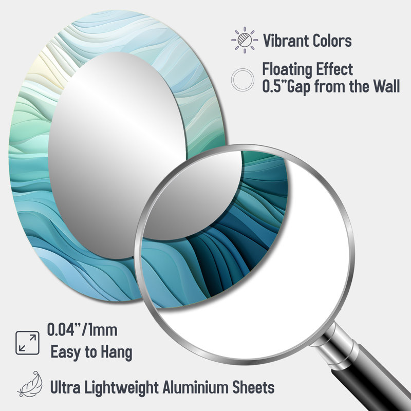 Miroir mural Gree And White Sway Wave Serenity III, 40 po x 30 po