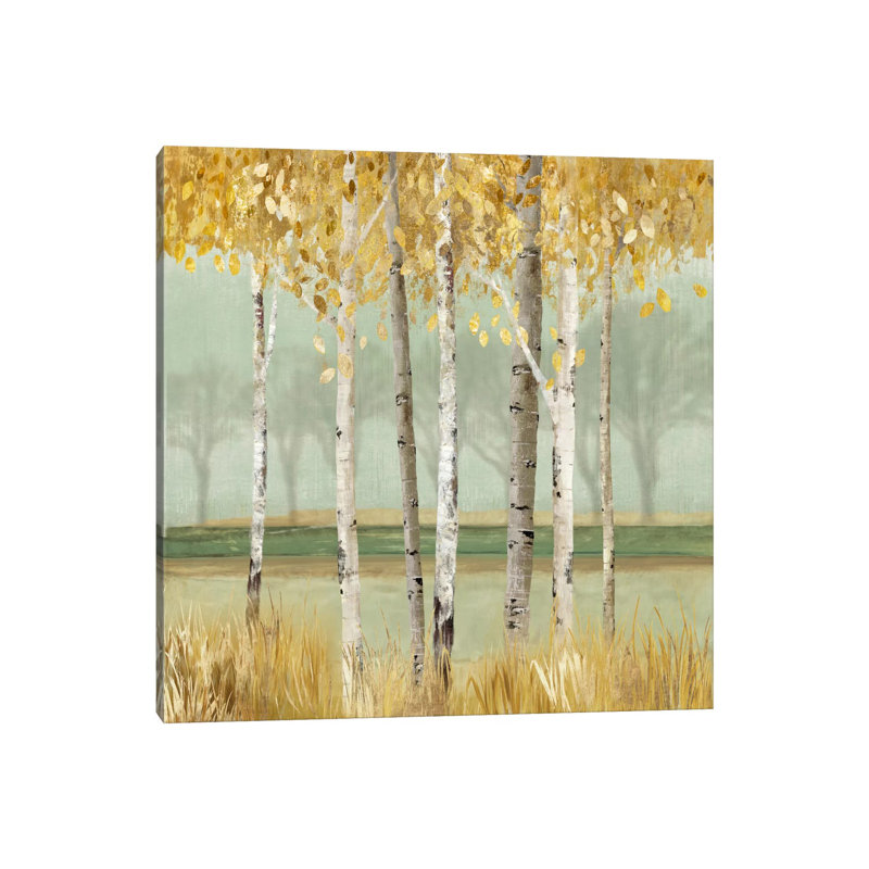 Golden Birch by Allison Pearce - Wrapped Canvas Painting, 45.72 cm H x 45.72 cm W x 3.175 cm D