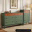 Buffet décoratif rétro en bois massif vert-730277781