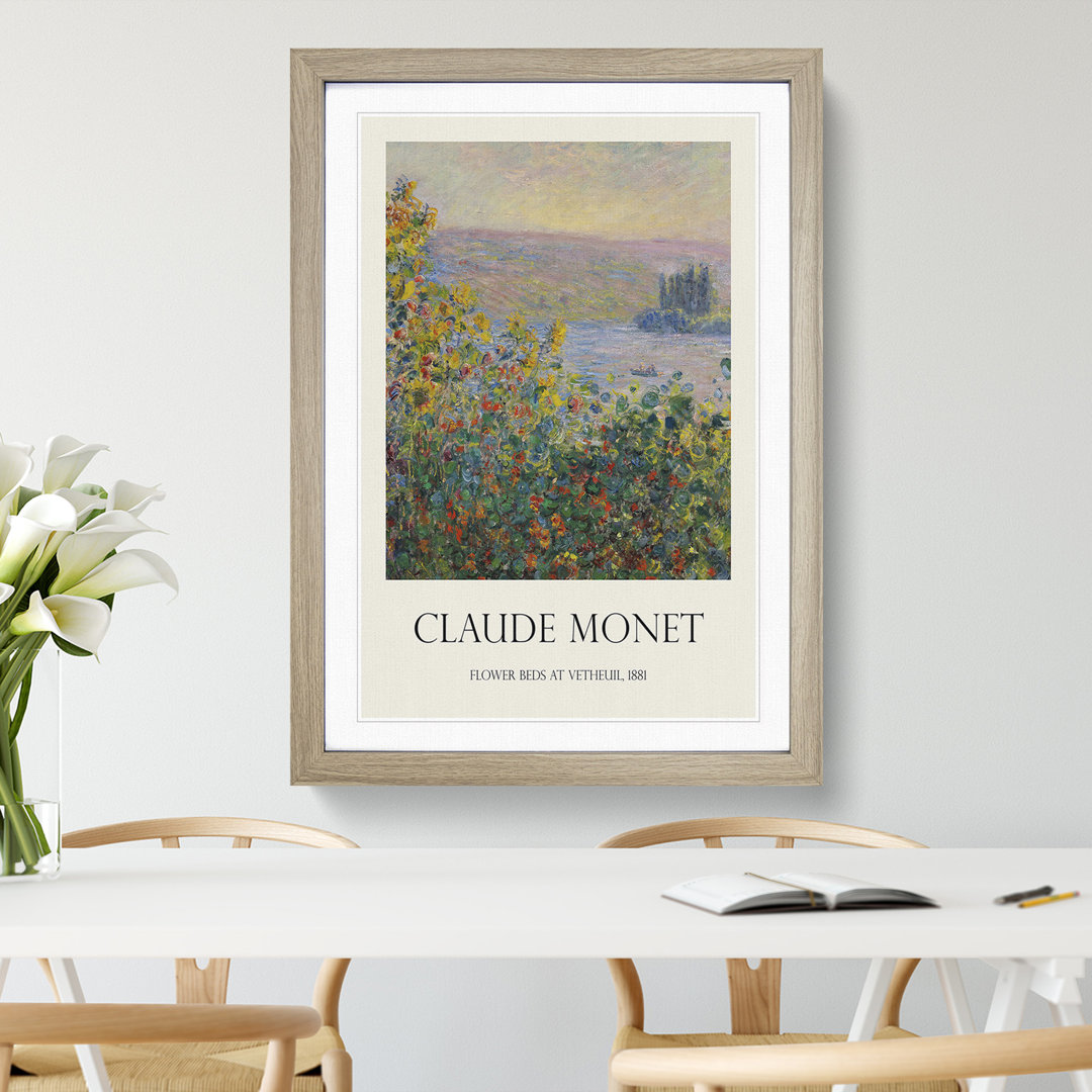 Flower Beds at Vetheuil by Claude Monet - Picture Frame Graphic Art