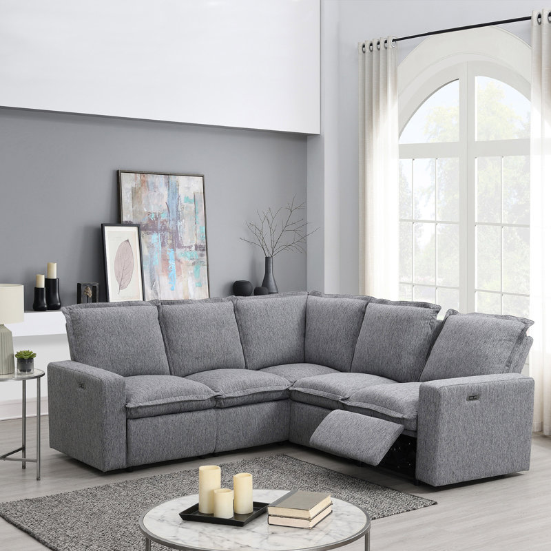 Fauteuil de cinéma inclinable électrique avec port USB pour salon et canapé modulaire, Lin gris