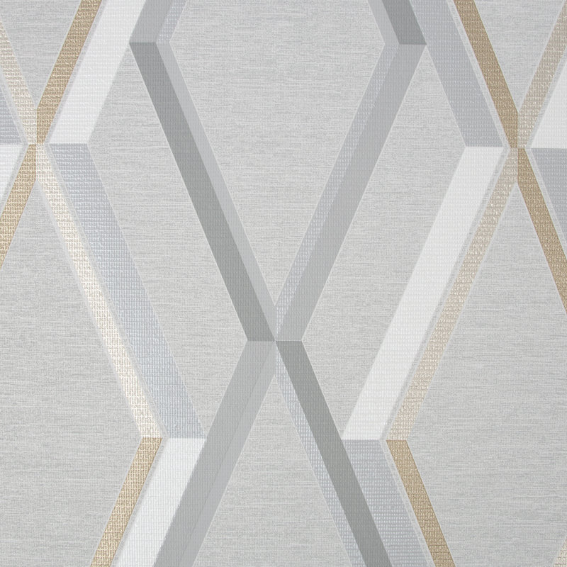 Geometric Wallpaper Roll, Gray