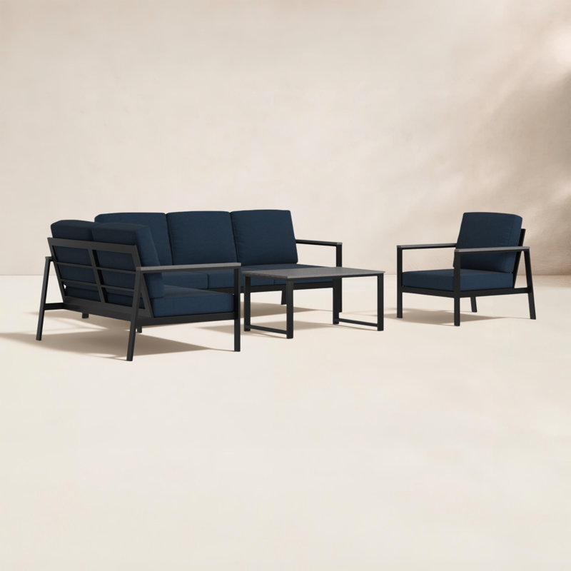 Townsend 4 Piece Sofa Seating Group with Sunbrella® Cushions, Canvas Navy Sunbrella® Canvas