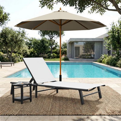 Chaise longue d'extérieur en aluminium avec dossier inclinable réglable