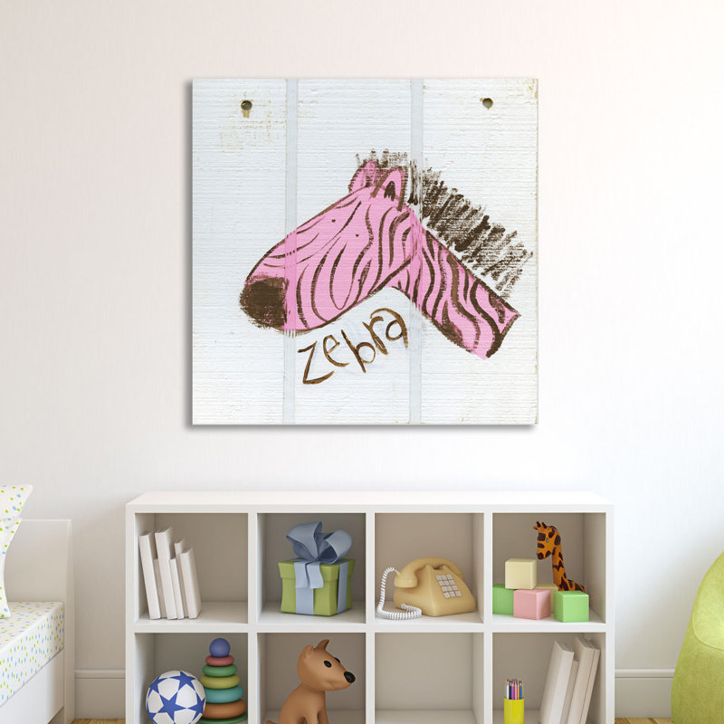Joyeux zèbre rose, art sur toile, H 36 po x l 36 po x P 1,5 po