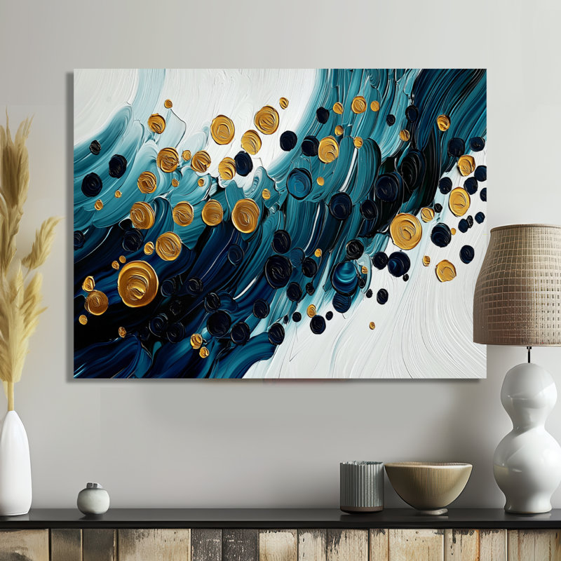 Abstrait aqua abstrait de l'océan II - art mural abstrait grand, H 30 po x l 40 po, Toile tendue sur cadre, Ne s’applique pas