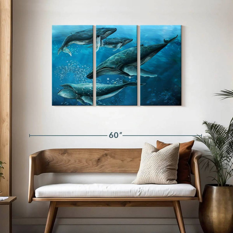 Brampt Pod Of Humpback Whales, 28" H x 45" W