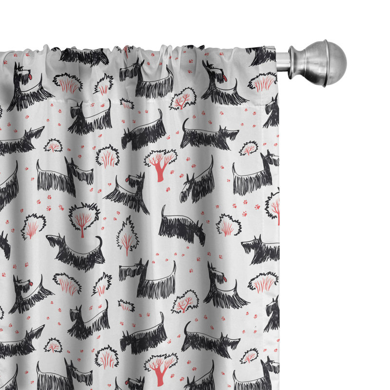 Scottie Dog Semi-Sheer Rod Pocket Sliding Panel, 28" x 95"