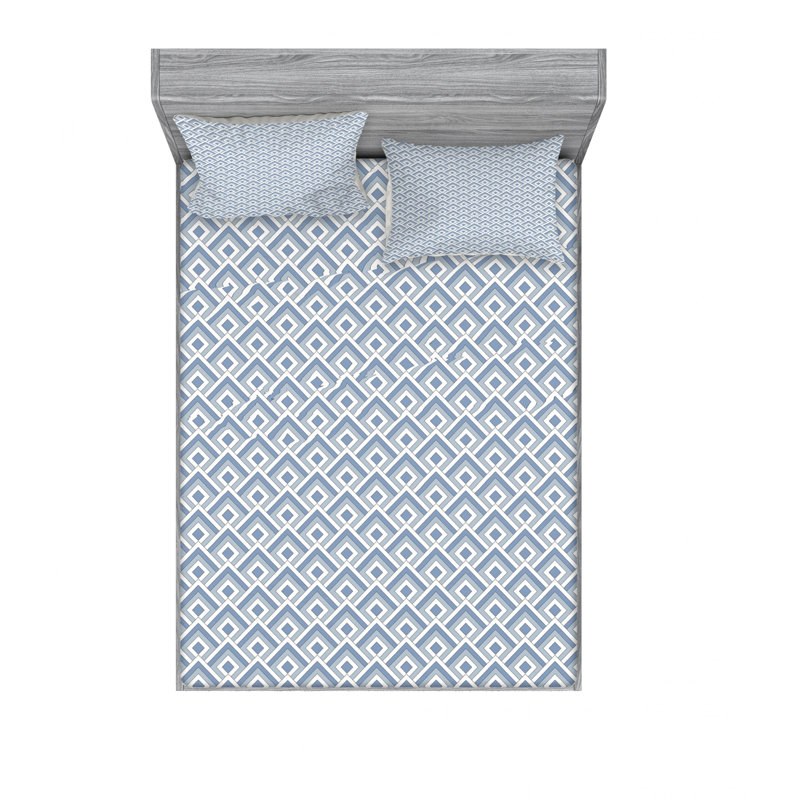 Ensemble de draps géométriques imbriqués Diagonal, Ensemble de drap pour grand lit avec drap-housse