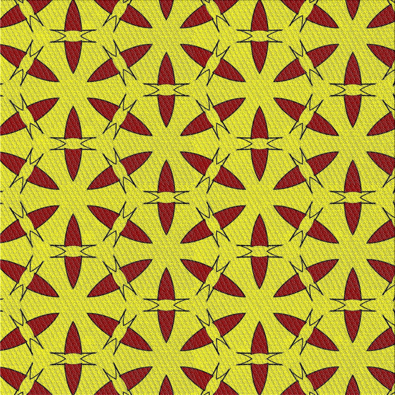 Tapis jaune/brun à motifs, Carré 4 pi