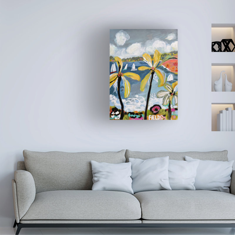 Paysage de palmiers III sur toile, H 19 po x l 14 po x P 2 po