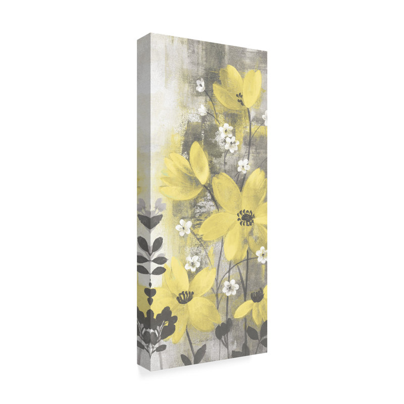 « floral symphony jaune crop crop i », reproduction de peinture à l’acrylique sur toile tendue, H 47 po x l 20 po x P 2 po