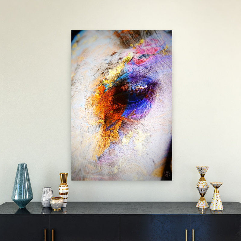 «Vibrant Equine Gaze Abstract Contemporary Horse Landscape Nature», art mural