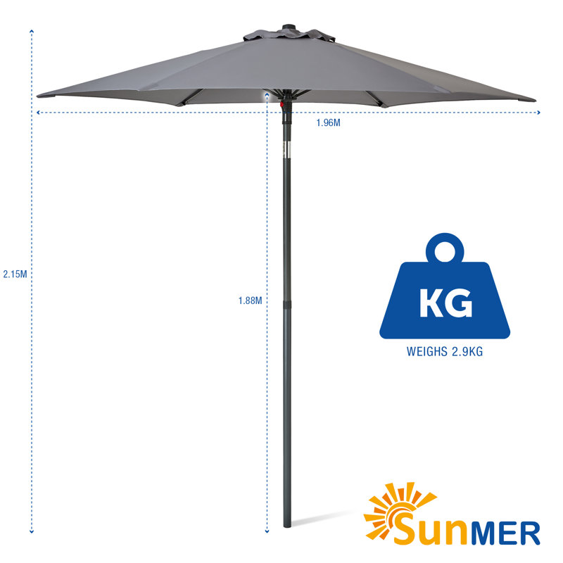 Ardel 205cm Parasol, Grey
