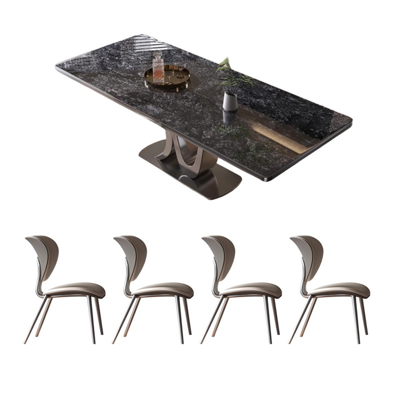Table et chaise de luxe domestique, Noir, H 29,5 po x L 55,1 po x l 31,4 po