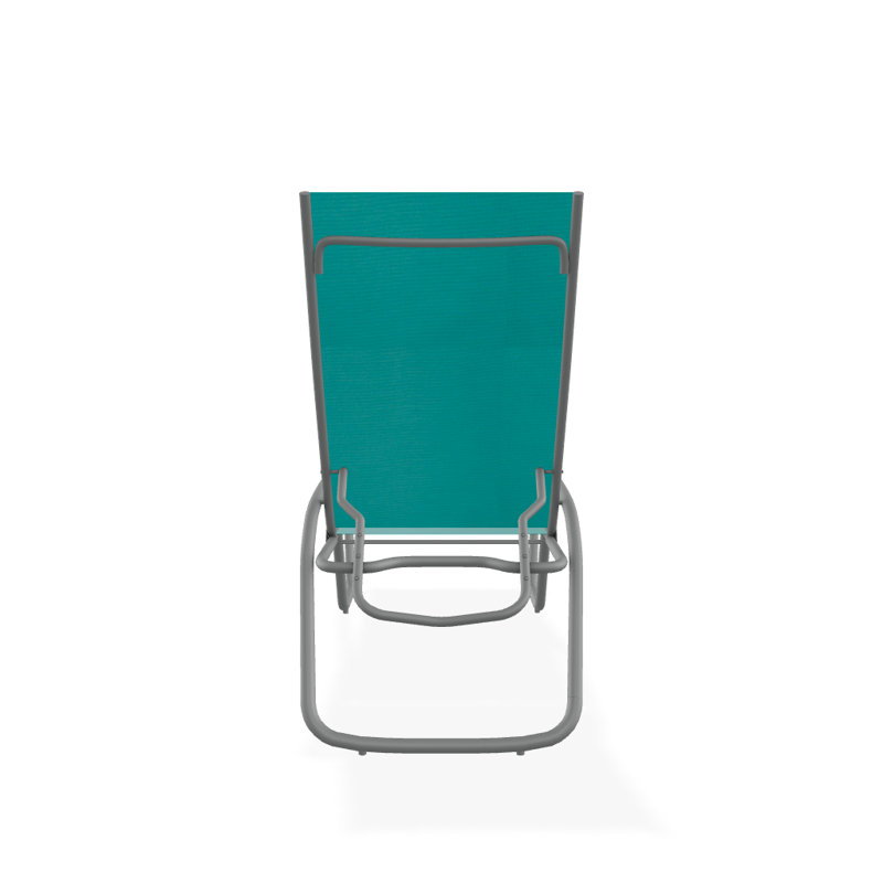 Outdoor Rust-Resistant Metal Chaise Lounge, Textured Graphite, Aqua