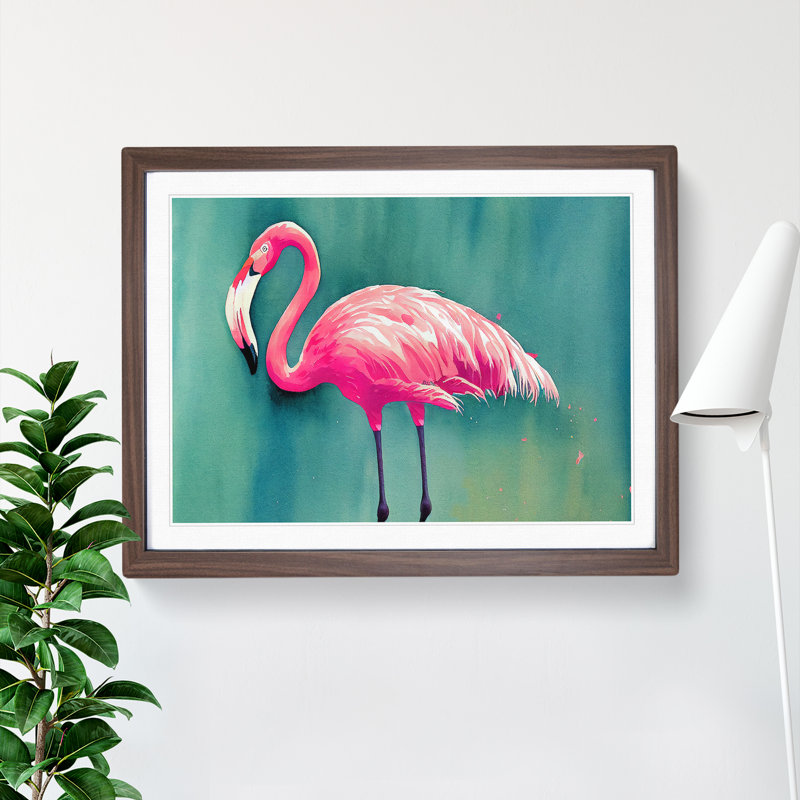 XH1022-9837X Flamingo Vol.4 1 Piece Single Picture Frame Wall Art, 34cm H x 46cm W x 2cm D, Walnut Framed