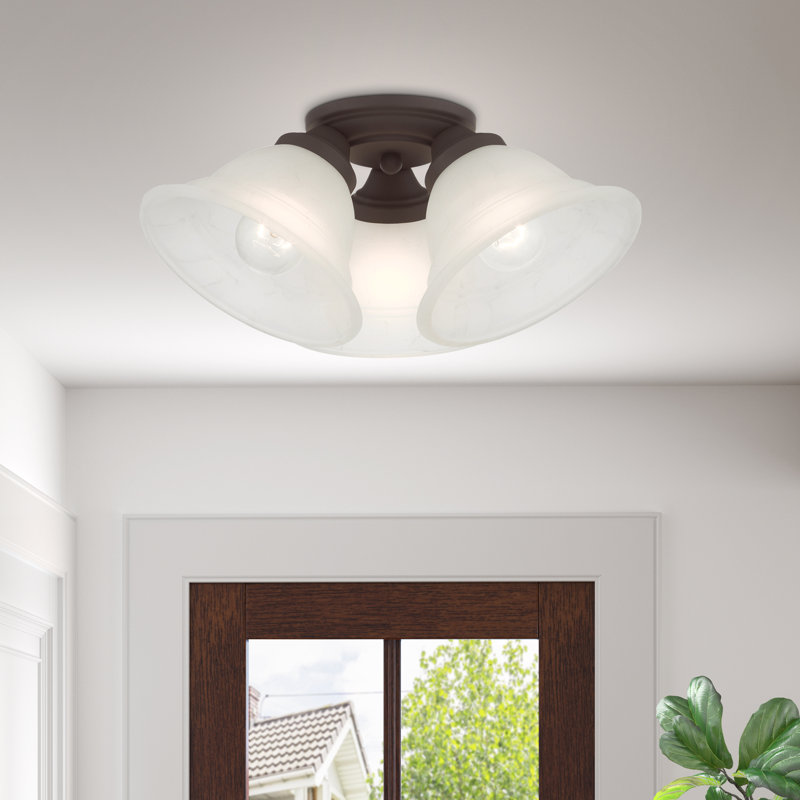 Owasso Glass Flush Mount, Bronze, Gray Marble