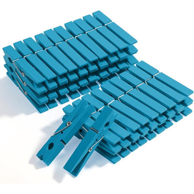 Large Wooden Clothes Pins, 50 Pack Natural Wood Clothespins with Rust Resistant Spring for Laundry, Crafts, and Photo Hanging