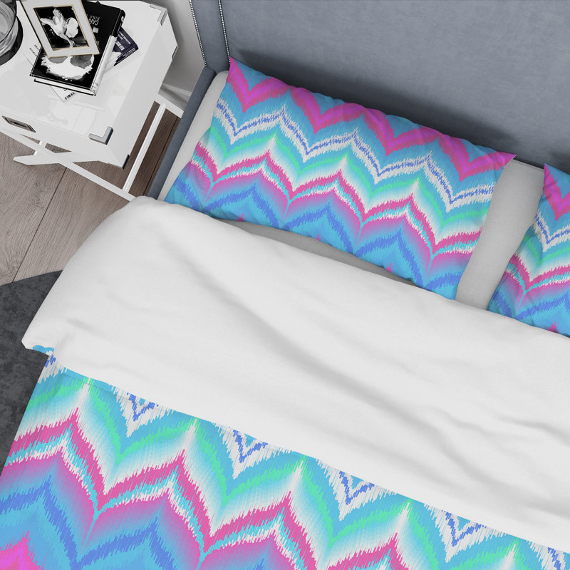 Multicolor Abstract Pattern - Abstract Duvet Cover Set - Microfiber Polyester, King Duvet Cover + 2 King Shams