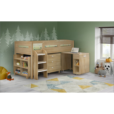 Lilianna Single (3') Mid Sleepers Bed Frame with Storage Included with Built-in Ladder Included with Desk Included