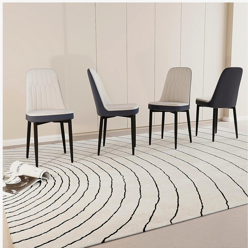 Chaises de salle à manger 4 pièces de style moderne, fabriquées en cuir de polyuréthane de haute qualité, avec coussins épais, chaise de cuisine à pieds en métal, chaise de salle à manger de restaurant