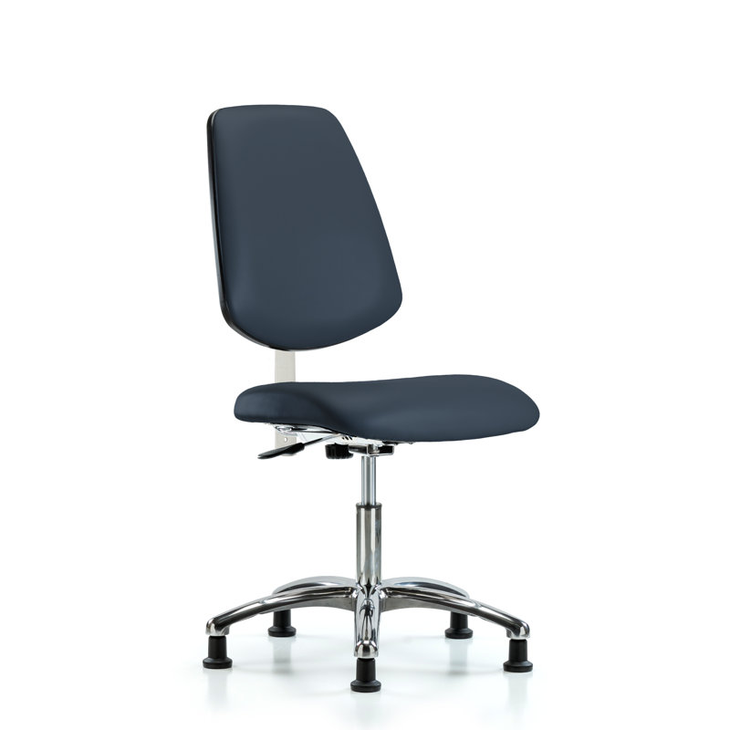Evie Vinyl Task Chair, Glides, Imperial Blue, Not Included