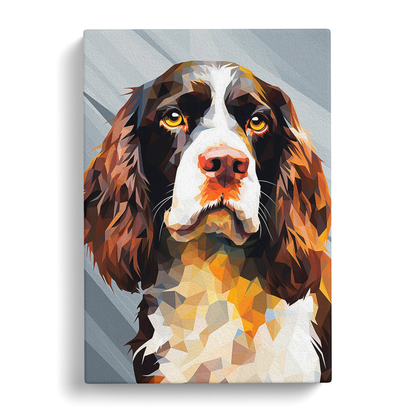 English Springer Spaniel Geometric No.2 - Wrapped Canvas, 76cm H x 50cm W x 3cm D
