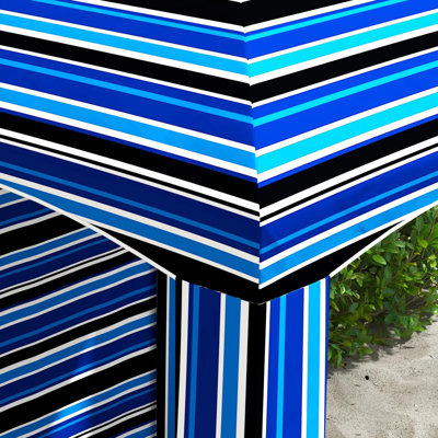 Blue Stripe Cabana Style Beach Canopy, Portable Pop Up Beach Umbrella With Ventilated Windows For Beach Patio Outdoor Sun Shade Shelter