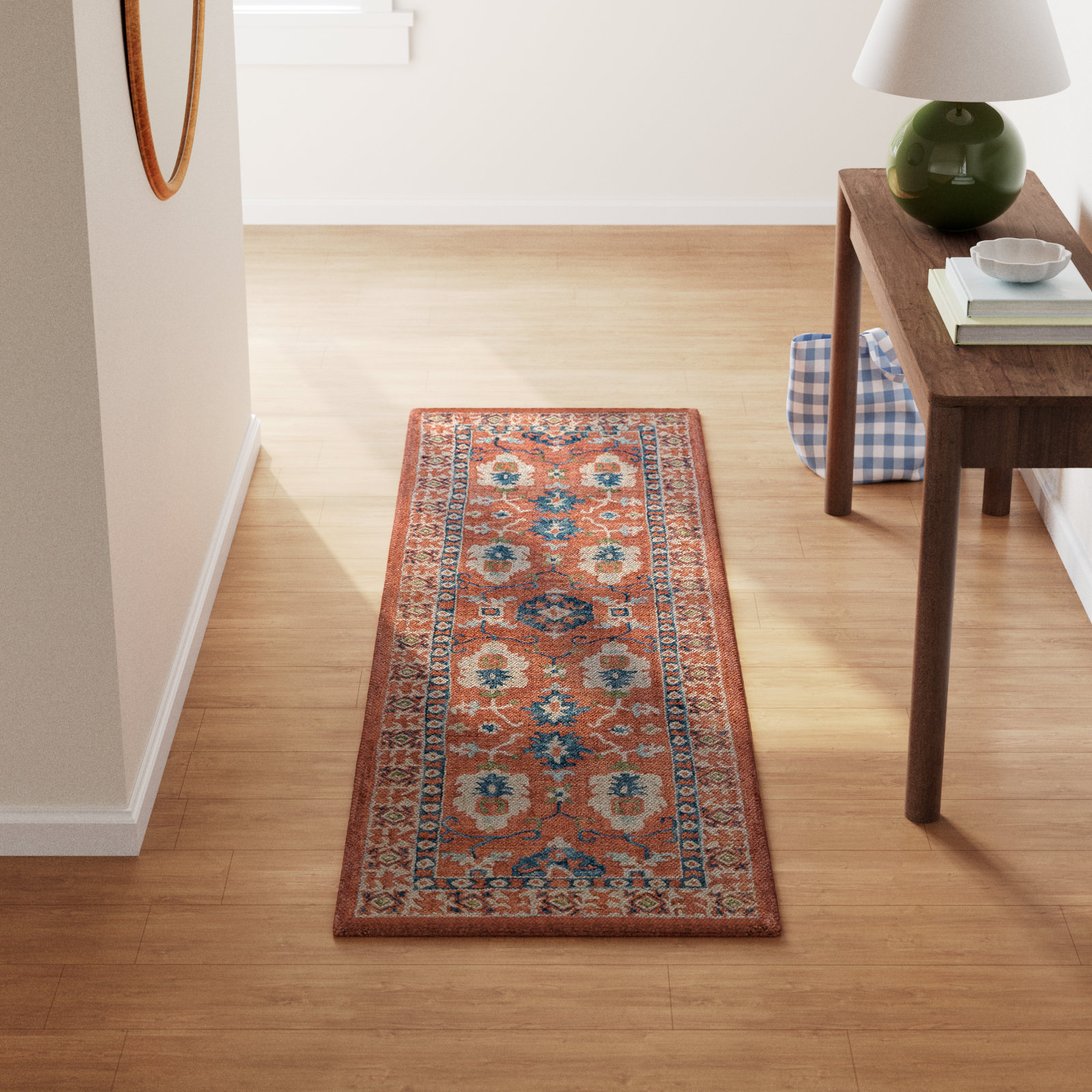 Adrien Red Beige Blue Hand-Tufted Wool Rug, Runner 2'3" x 8'