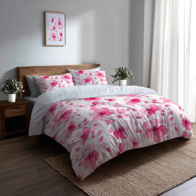 French Country Bedding Set 3 Pcs - Pink Soft Fuchsia Duvet Cover Set