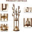 Rotary Coat Rack Freestanding - Solid Wood Coat Tree with 9 hooks & 3 Storage Shelves for Purse