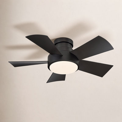 Vox 5 - Blade Indoor/Outdoor Smart Flush Mount Ceiling Fan with Remote Control and LED Light Kit, Works With Alexa and iOS or Android App
