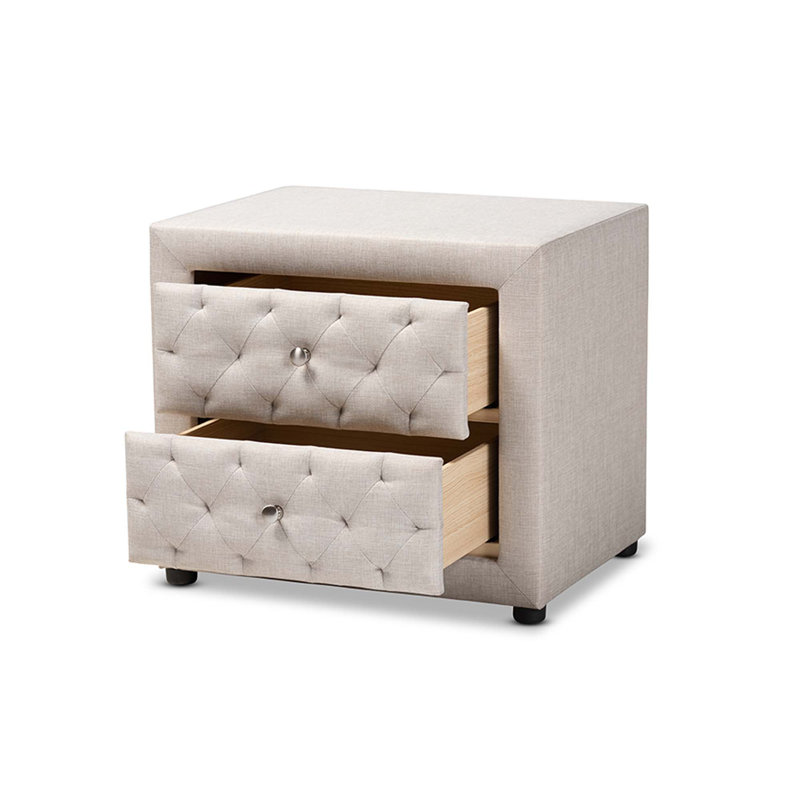 Table de chevet 2 tiroirs Caden Jonesy, Beige
