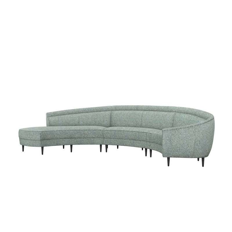Capri Upholstered Curved Sectional, Left Hand Facing, Dark Gray, Pool Rayon/Viscose