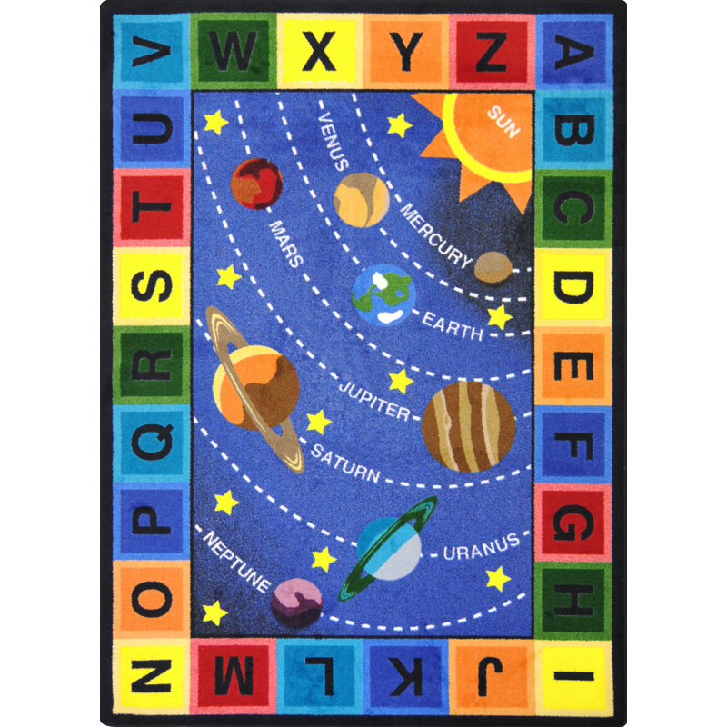Kid Essentials Space Alphabet Area Rug, Rectangle 5'4" x 7'8"