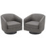Applewold Upholstered Gray Cotton Blend Swivel Barrel Chair with Solid Wood Base