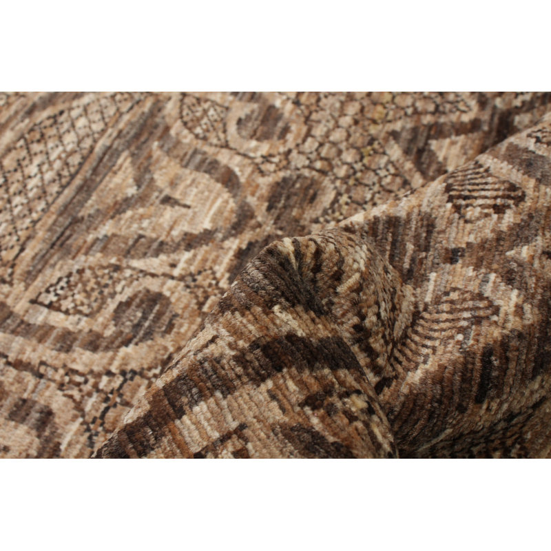 Tapis unique en laine noué à la main de style nouvel âge 18 / 20e de 5 pi 6 po x 8 pi 6 po brun pako