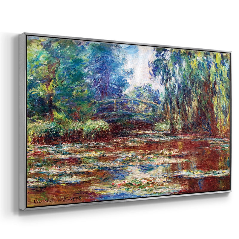 «Water Lily Pond And Japanese Bridge», 1905 02, reproduction d'art sur toile, H 27 po x l 41 po x P 2 po, Argent