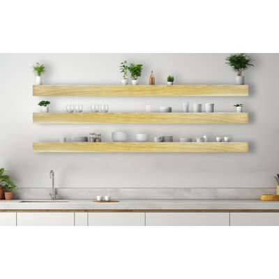 3 Piece Oak Solid Wood Floating Shelf