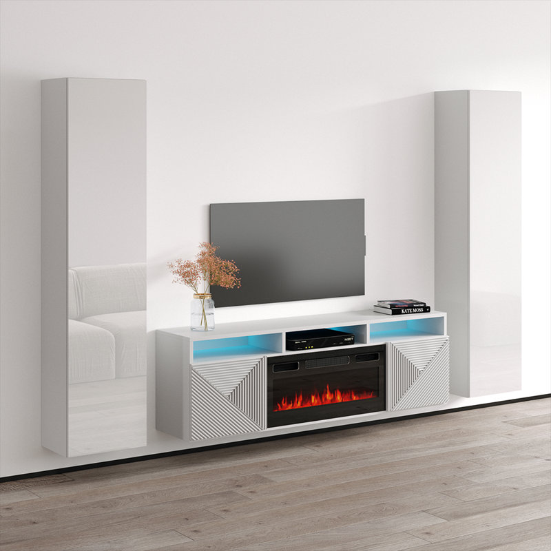 Meuble audio-vidéo flottant blanc Gizeh, Blanc
